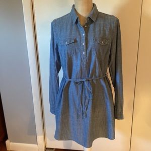 Blue Cotton Button Down Dress Size Medium